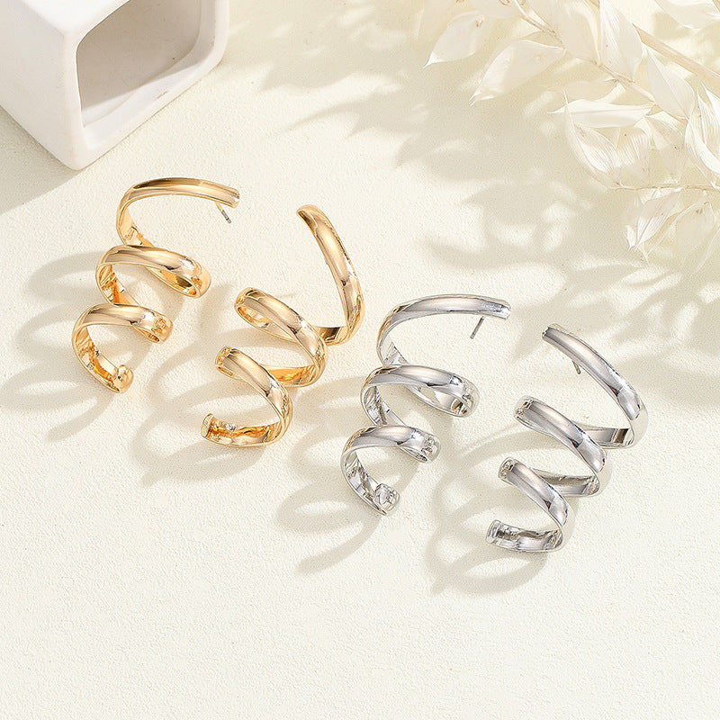 Women's Hanging Earrings with Elegant, Curved Design All Fashion