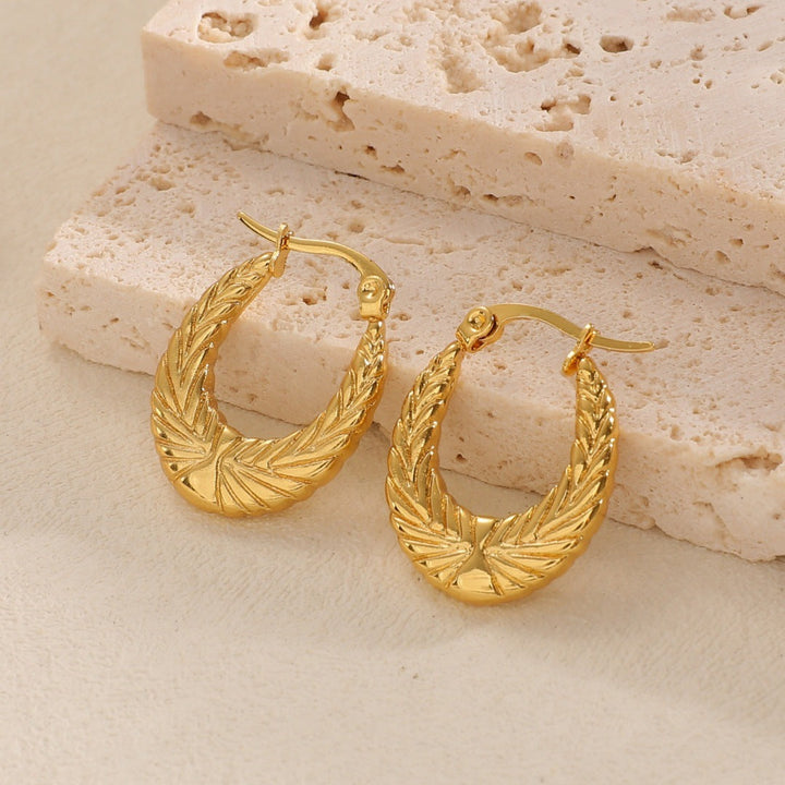Women's Hanging Earrings with Integrated, Textured Design All Fashion