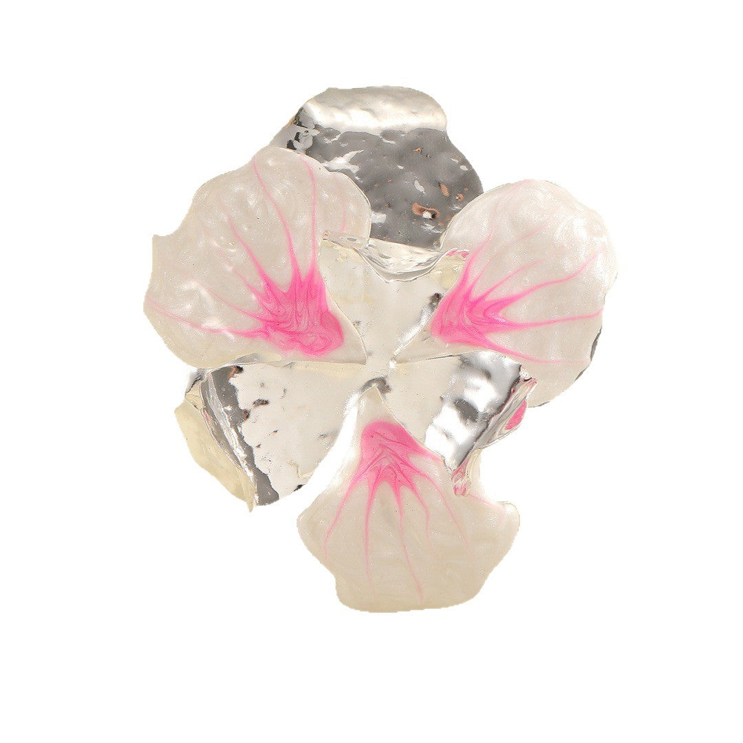 Women's flower-shaped ring made of shiny metal and high-quality epoxy resin All Fashion