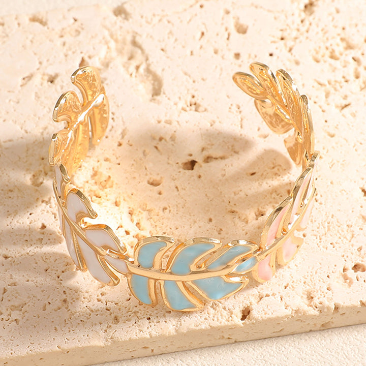 Women Open Bangle in Elegant Leaf Design All Fashion