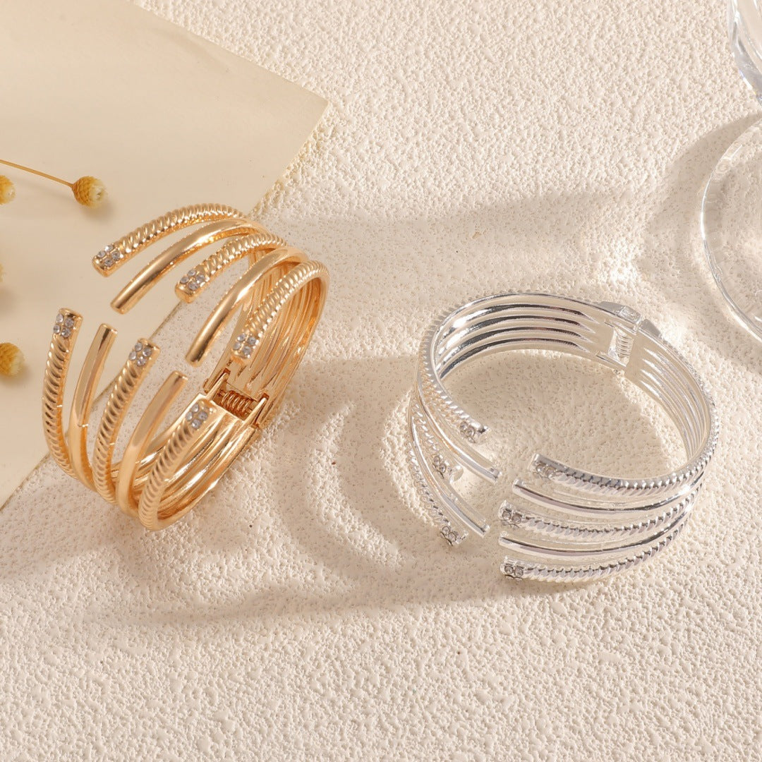 Women's Open Bangle with Modern, Layered Design All Fashion
