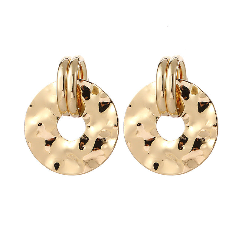 Women's elegant earrings with rustic, folded design All Fashion