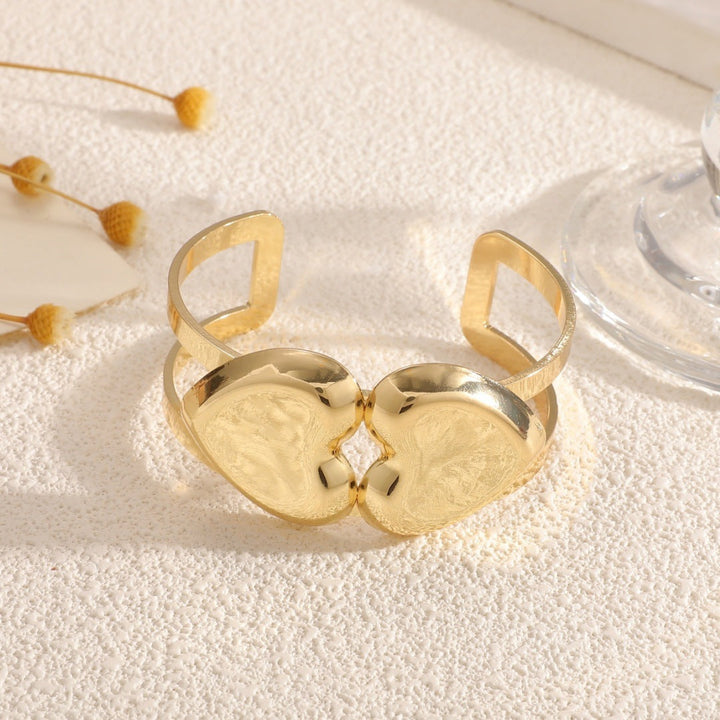 Women's Open Bangle with Elegant Heart Shape All Fashion
