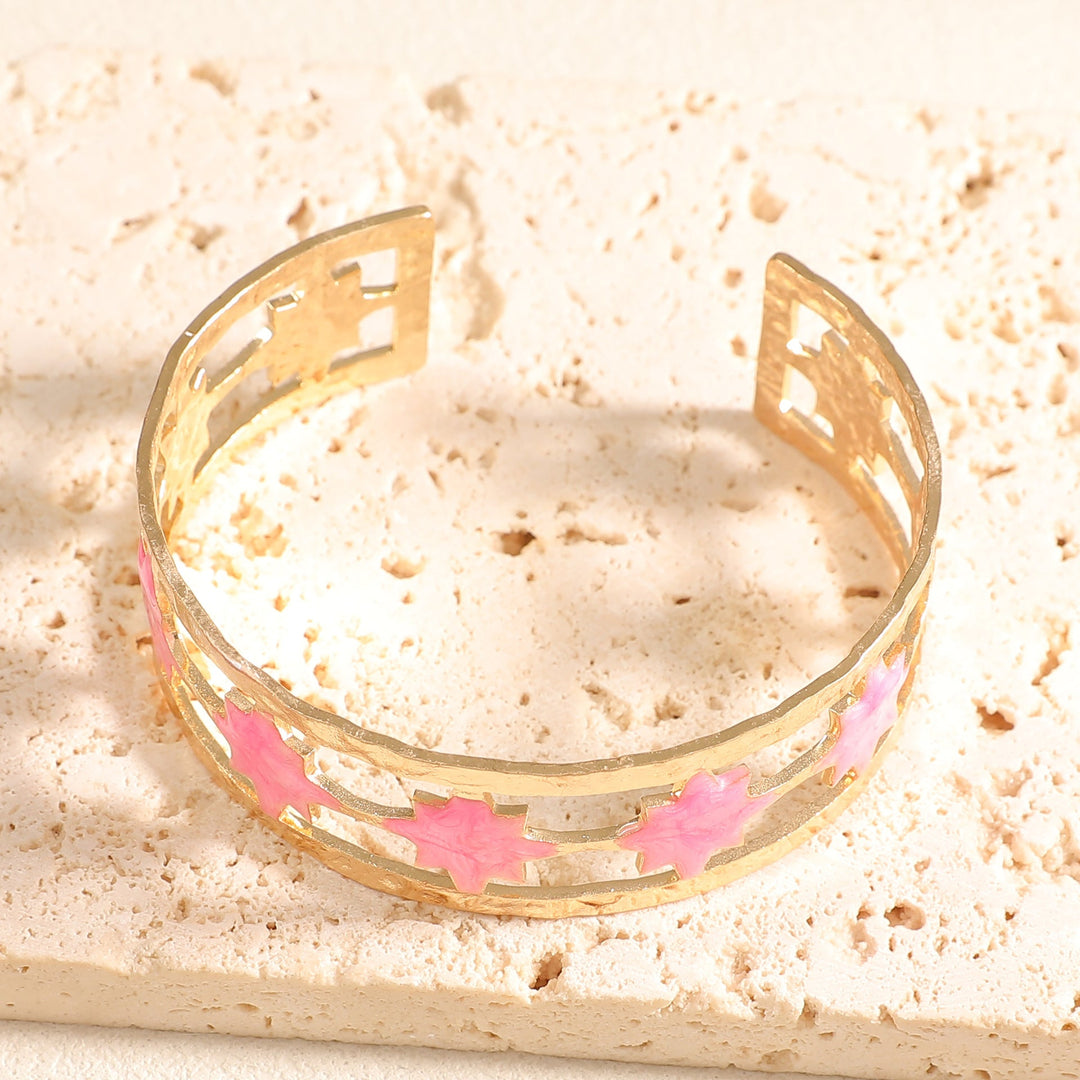 Women's Open Bangle with Elegant Leaf Design All Fashion