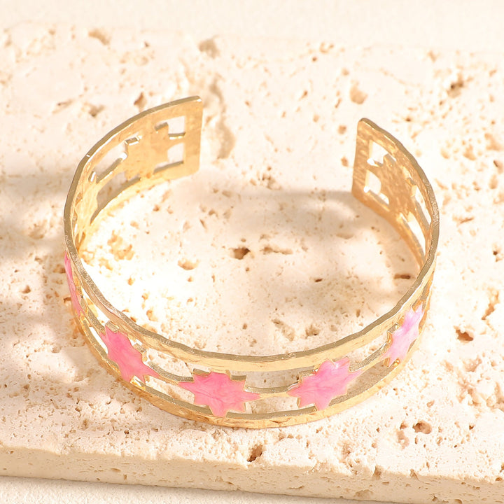 Women's Open Bangle with Elegant Leaf Design All Fashion