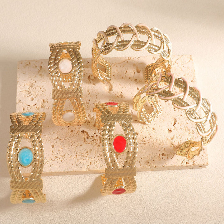 Women Open Bangle with Artistic Braiding Pattern All Fashion