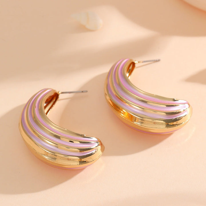 Women Hanging Earrings with Luxurious Gold and Pink Finish All Fashion