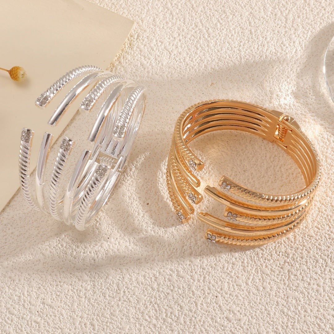 Women's Open Bangle with Modern, Layered Design All Fashion