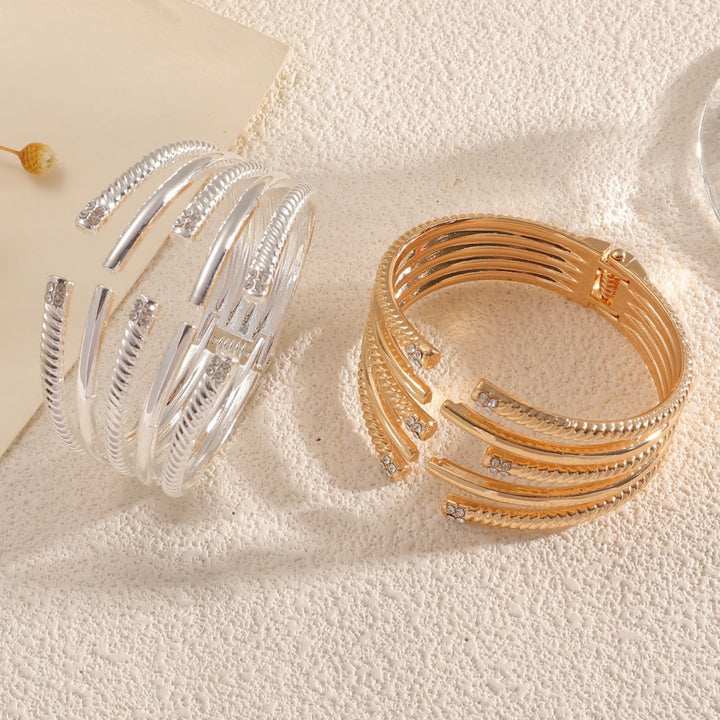Women's Open Bangle with Modern, Layered Design All Fashion