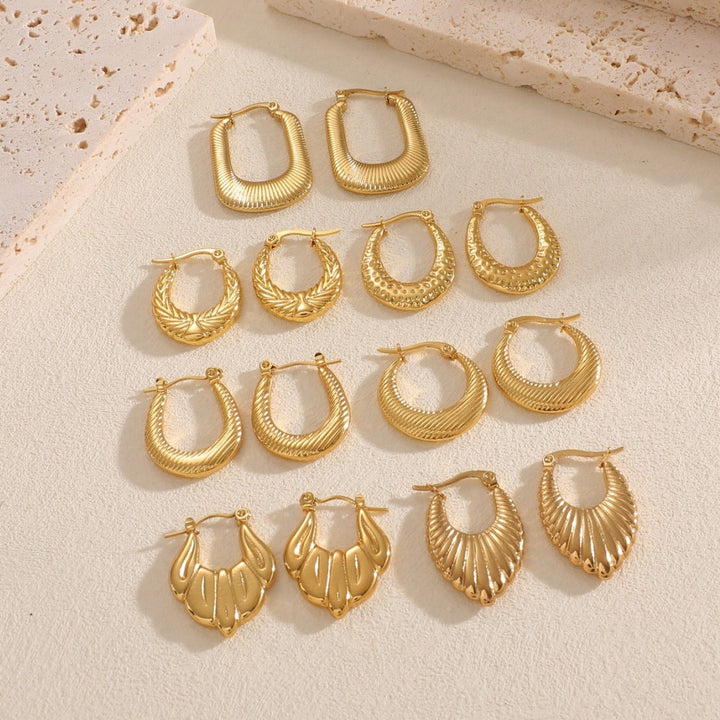 Women's Hanging Earrings with Integrated, Textured Design All Fashion