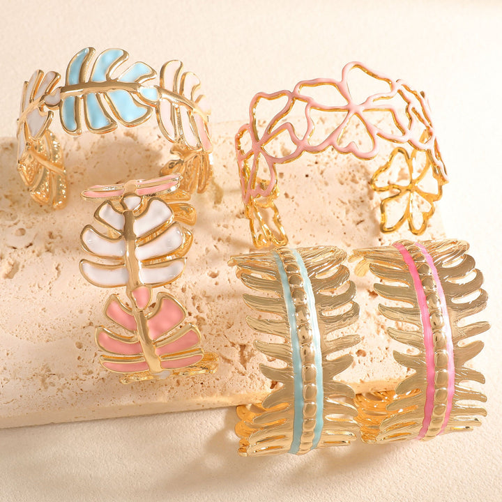 Women Open Bangle in Elegant Leaf Design All Fashion