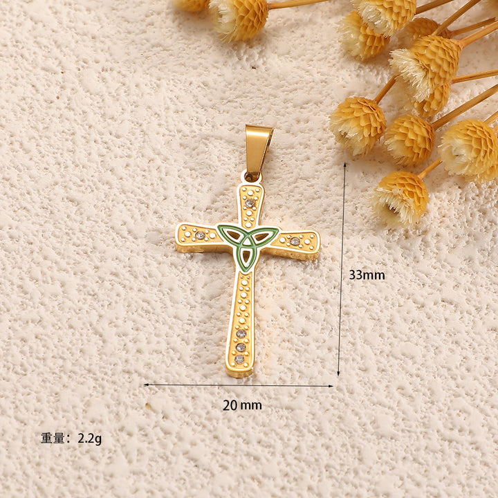 Ladies cross pendant with heart-shaped design and sparkling accents All Fashion