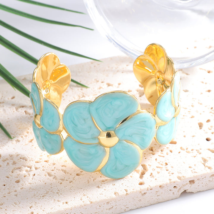 Ladies cuff bracelet with elaborate flower pattern All Fashion