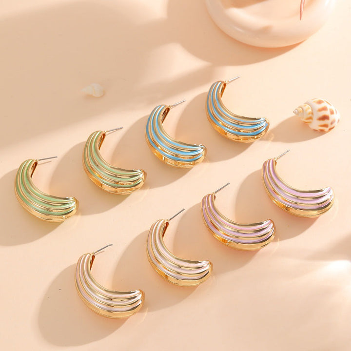 Women Hanging Earrings with Luxurious Gold and Pink Finish All Fashion