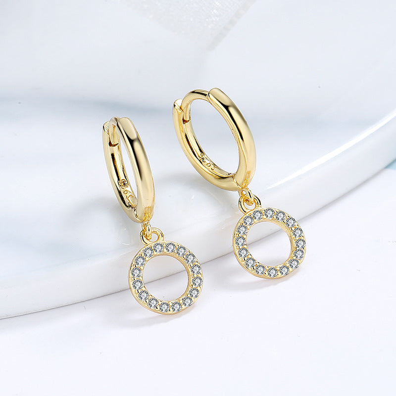 Women's earrings with sparkling circle pendant All Fashion