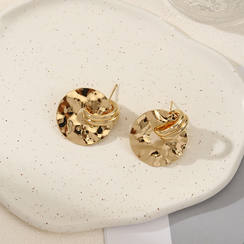 Women's elegant earrings with rustic, folded design All Fashion