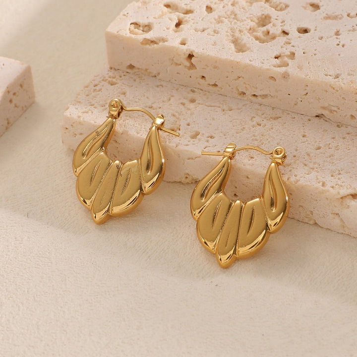 Women's Hanging Earrings with Integrated, Textured Design All Fashion
