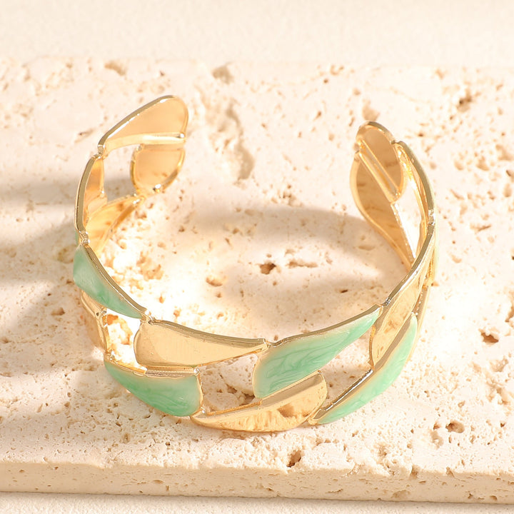 Women's Open Bangle with Elegant Leaf Design All Fashion
