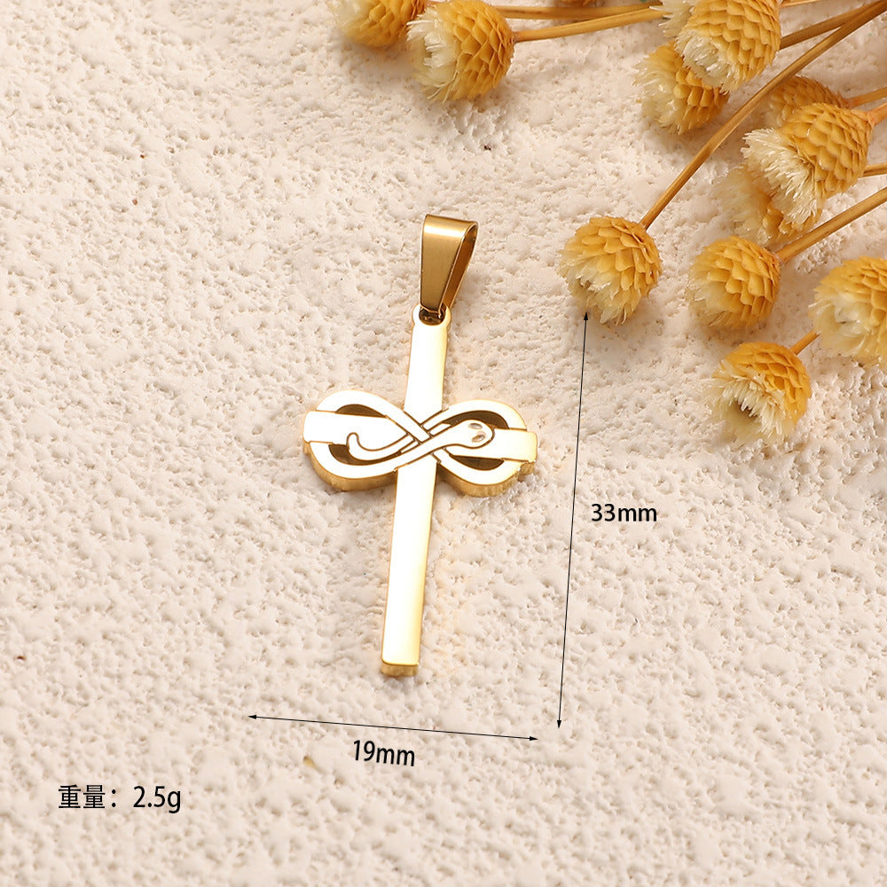 Ladies cross pendant with heart-shaped design and sparkling accents All Fashion