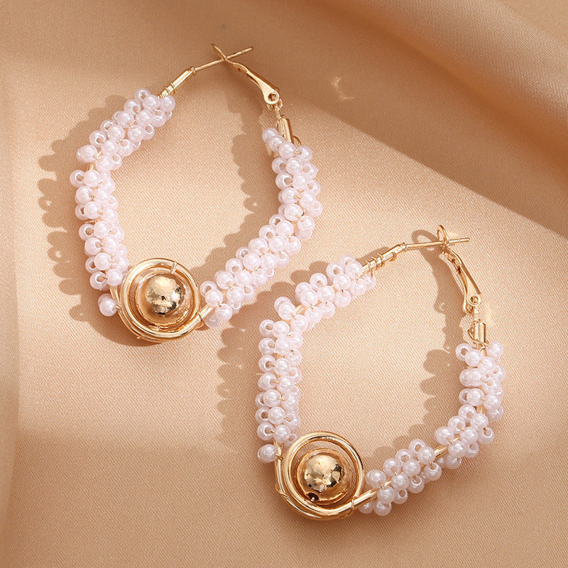 Women’s hoops with artistic pearl design All Fashion