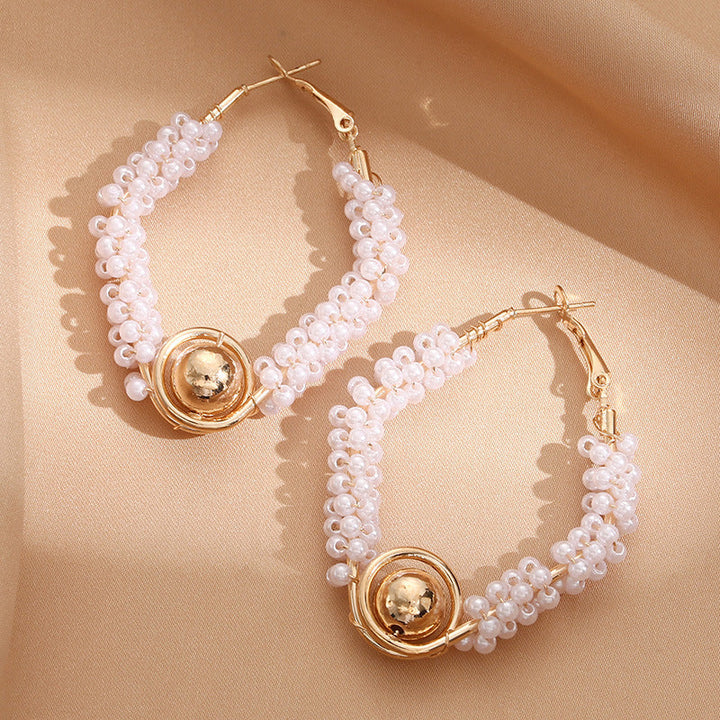 Women’s hoops with artistic pearl design All Fashion