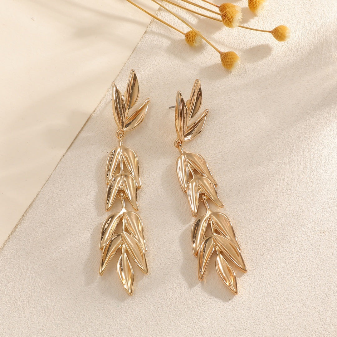 Women's Hanging Earrings with Elegant Leaf Design All Fashion