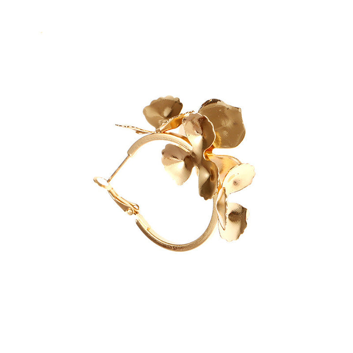 Ladies Creoles with artistic floral ornament All Fashion