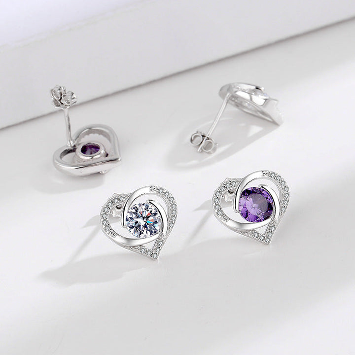 Ladies earrings in elegant heart design with shimmering zirconia All Fashion
