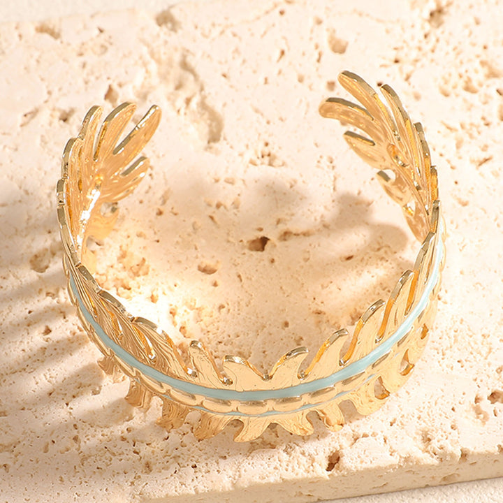 Women Open Bangle in Elegant Leaf Design All Fashion
