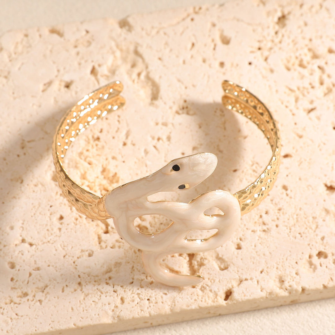Women Open Cuff Bracelet with Artistic Snake Design All Fashion