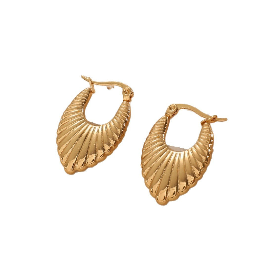 Women's Hanging Earrings with Integrated, Textured Design All Fashion