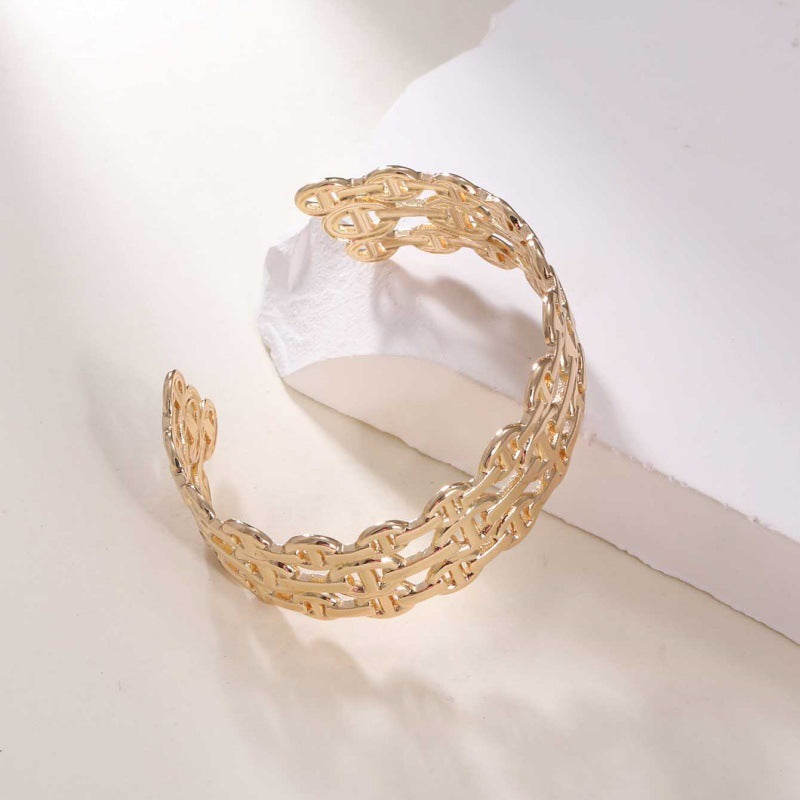 Women's Open Bangle in Modern Bamboo Design All Fashion