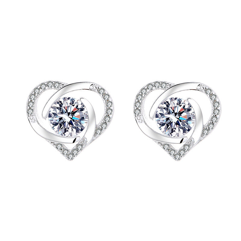 Ladies earrings in elegant heart design with shimmering zirconia All Fashion