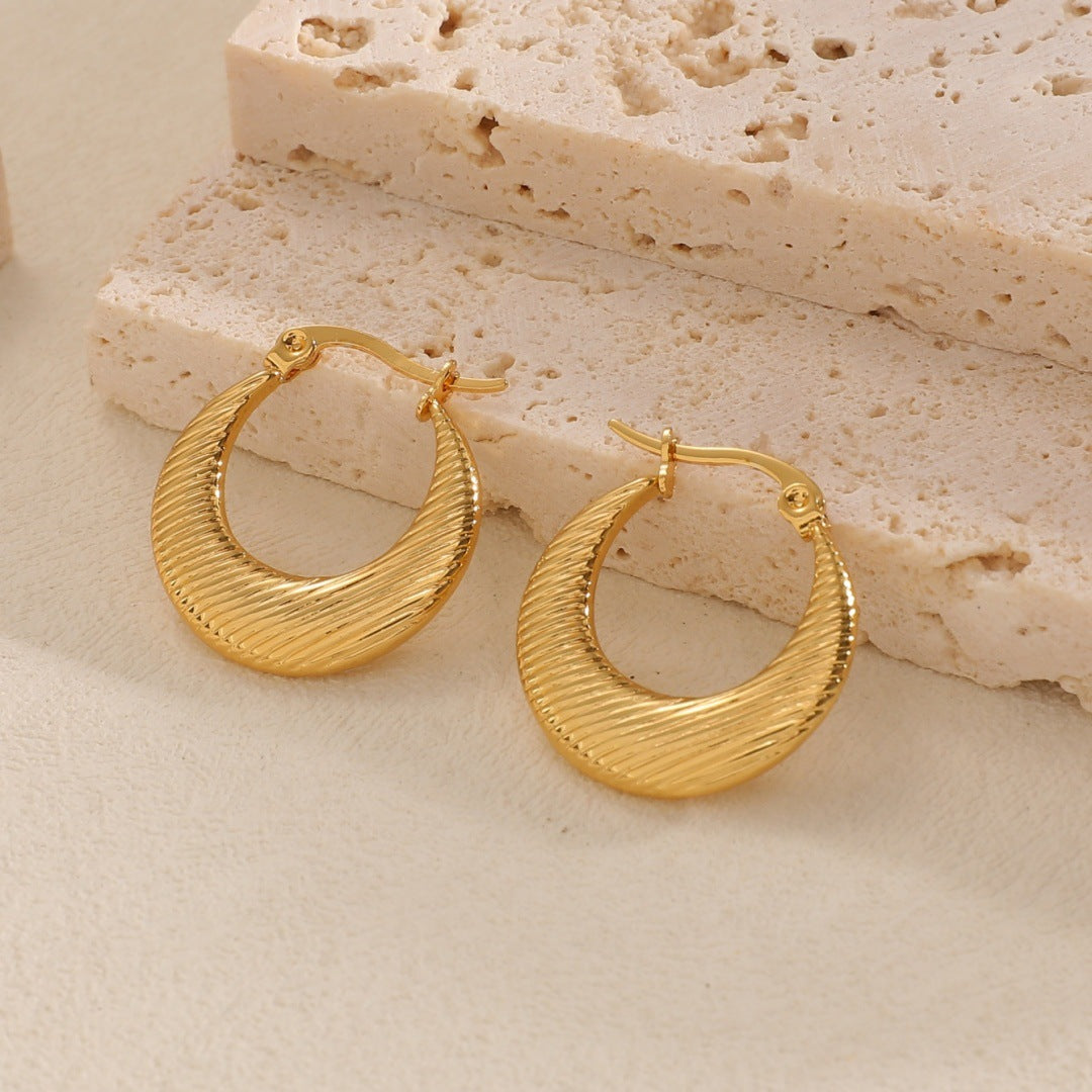 Women's Hanging Earrings with Integrated, Textured Design All Fashion