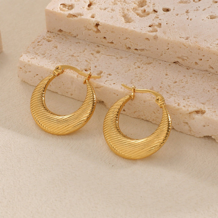 Women's Hanging Earrings with Integrated, Textured Design All Fashion