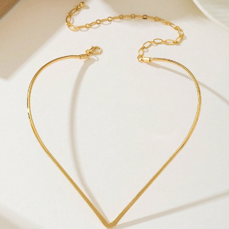 Women Choker Necklace with Modern V Design All Fashion