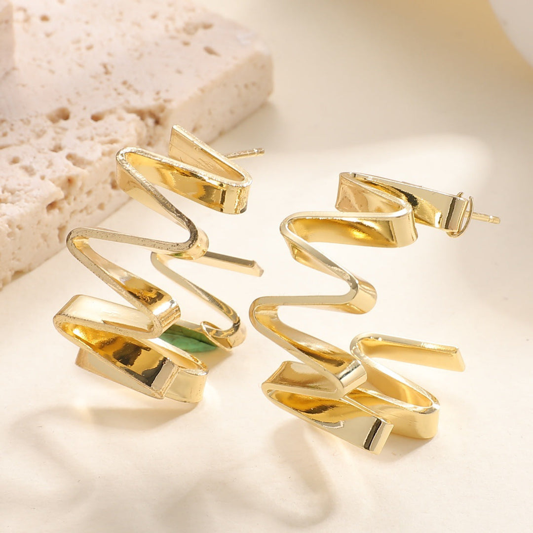 Women's Drop Earrings with Wavy Design All Fashion