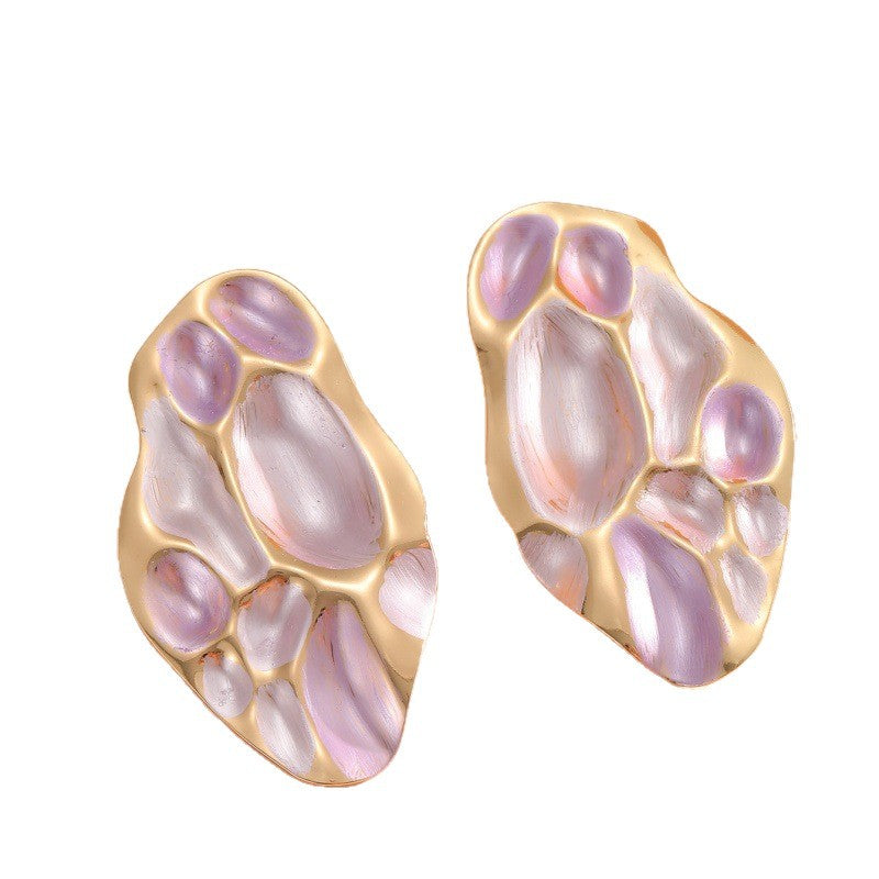 Ladies ear clips with elaborate, colorful shell design All Fashion