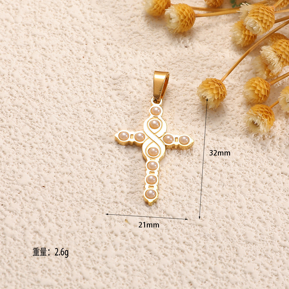 Ladies cross pendant with heart-shaped design and sparkling accents All Fashion