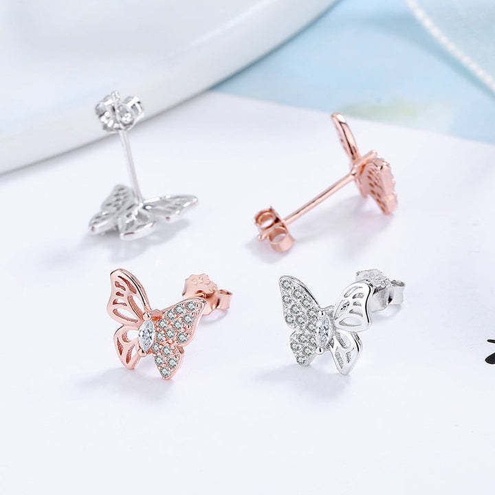 Ladies earrings in an elegant butterfly design with sparkling zirconia All Fashion