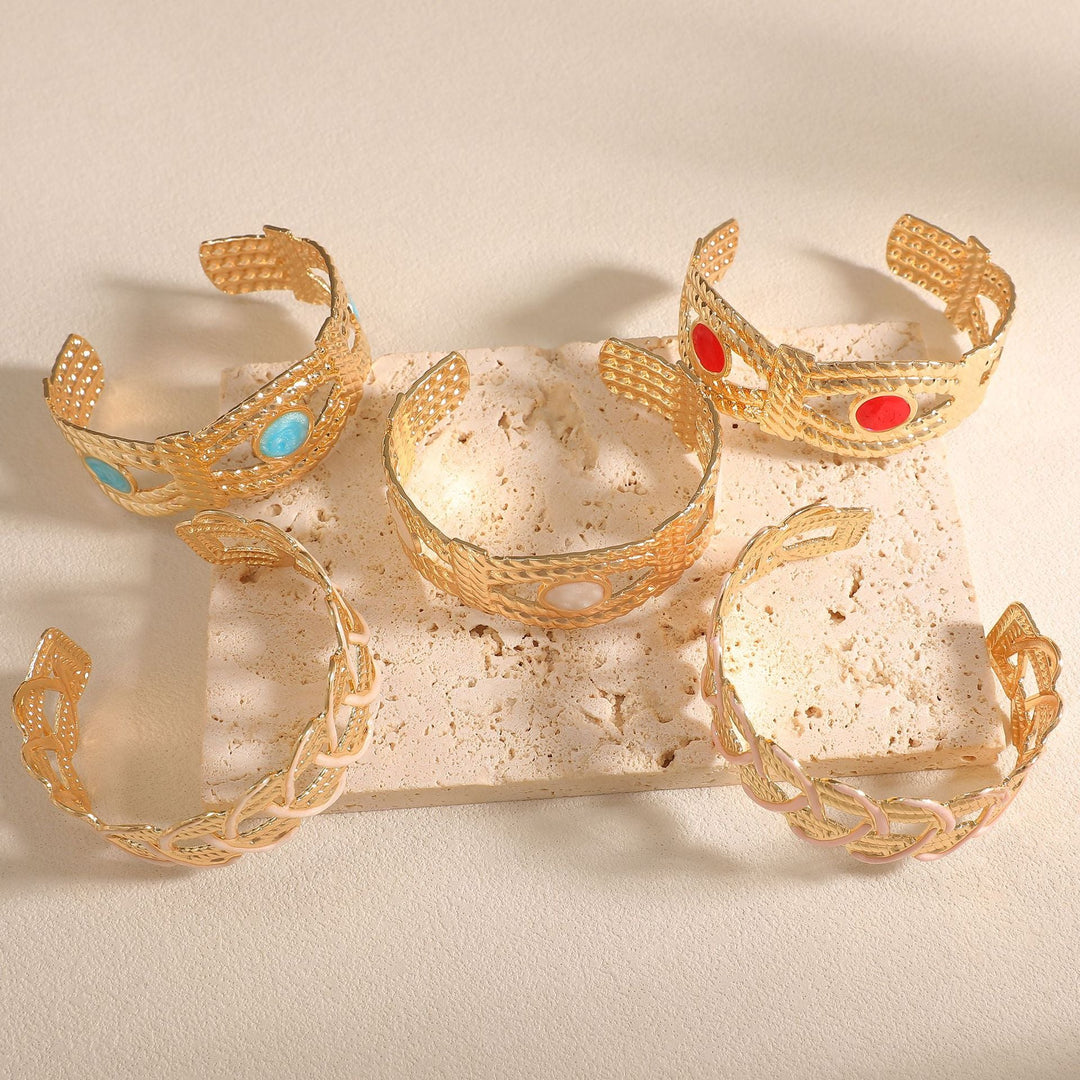Women Open Bangle with Artistic Braiding Pattern All Fashion