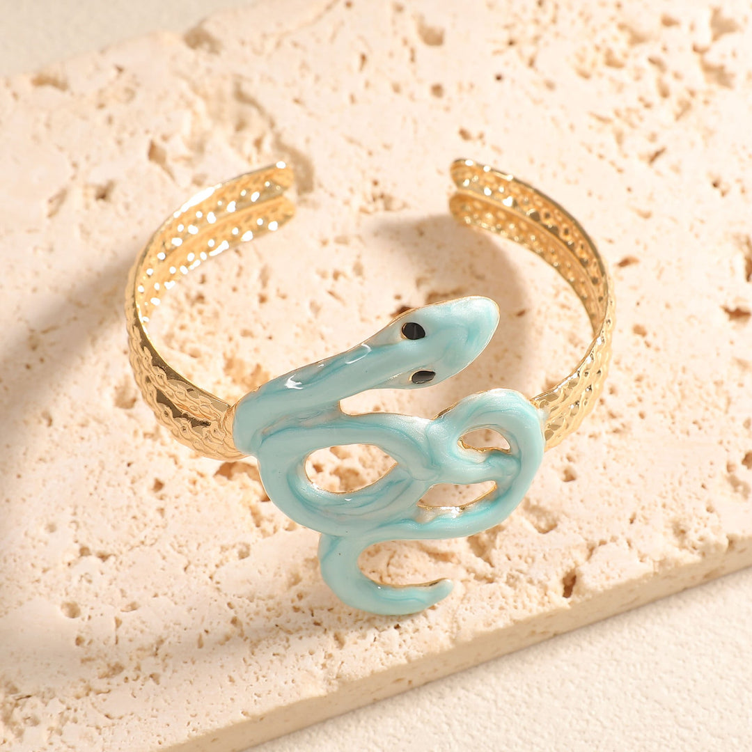 Women Open Cuff Bracelet with Artistic Snake Design All Fashion
