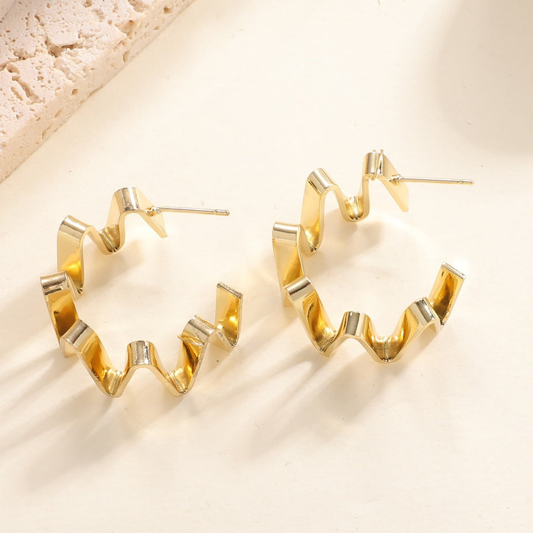 Women's Drop Earrings with Wavy Design All Fashion