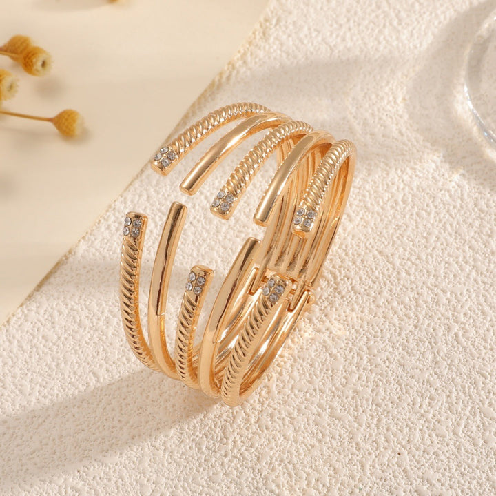 Women's Open Bangle with Modern, Layered Design All Fashion