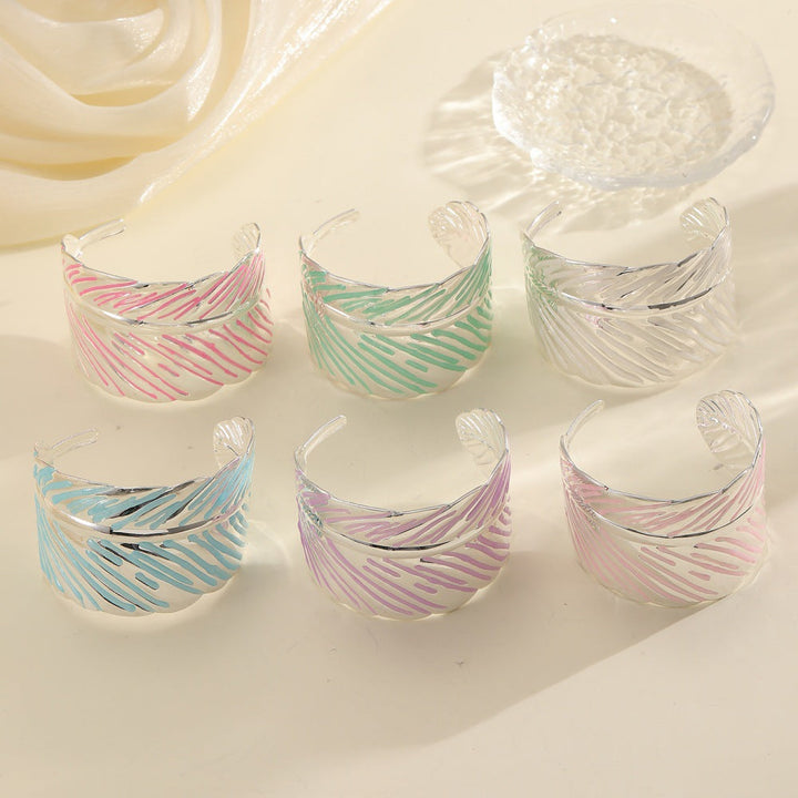 Ladies Open Cuff Bracelet in Tropical Leaf Design All Fashion