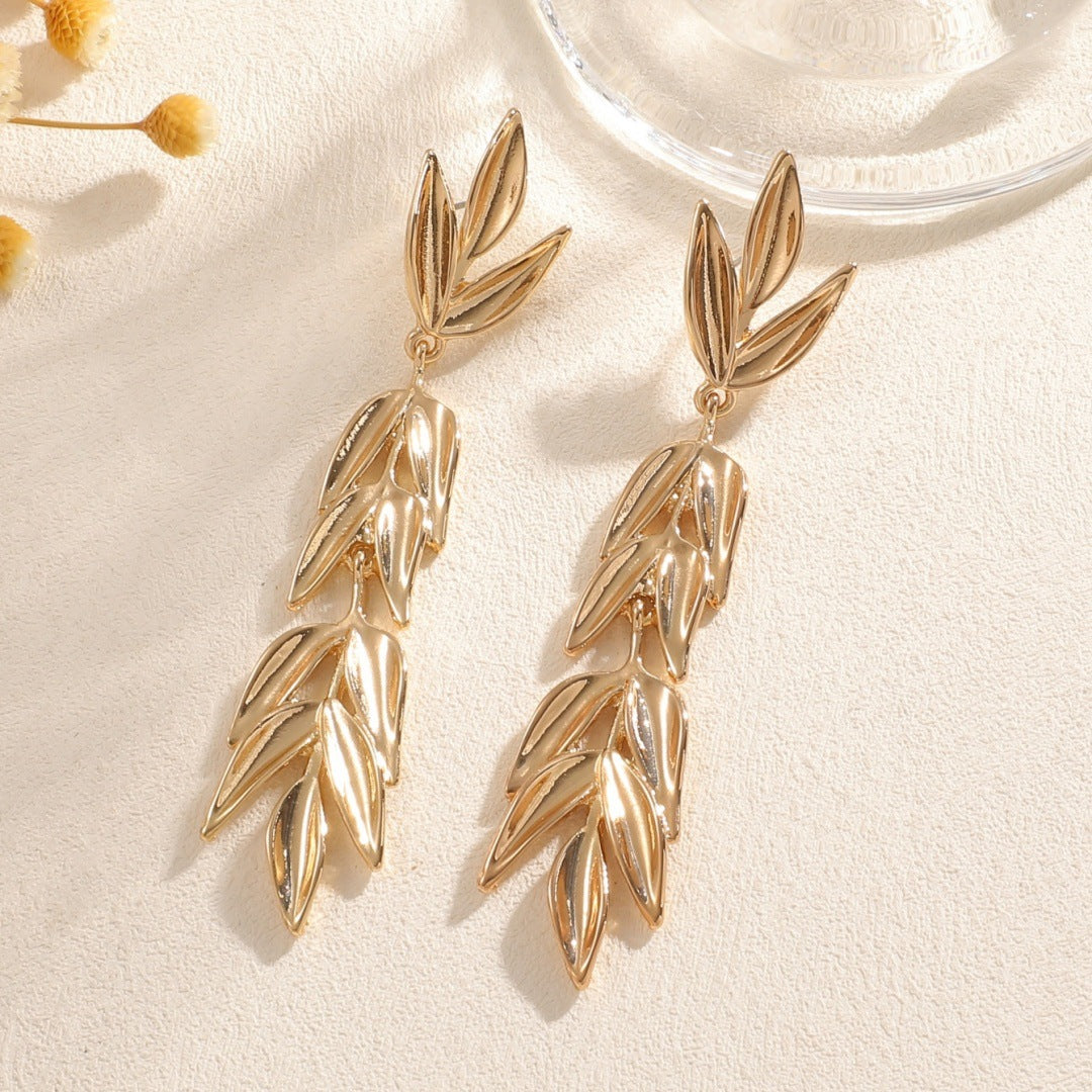 Women's Hanging Earrings with Elegant Leaf Design All Fashion