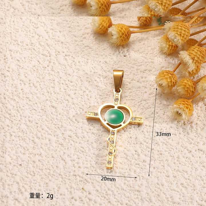Ladies cross pendant with heart-shaped design and sparkling accents All Fashion