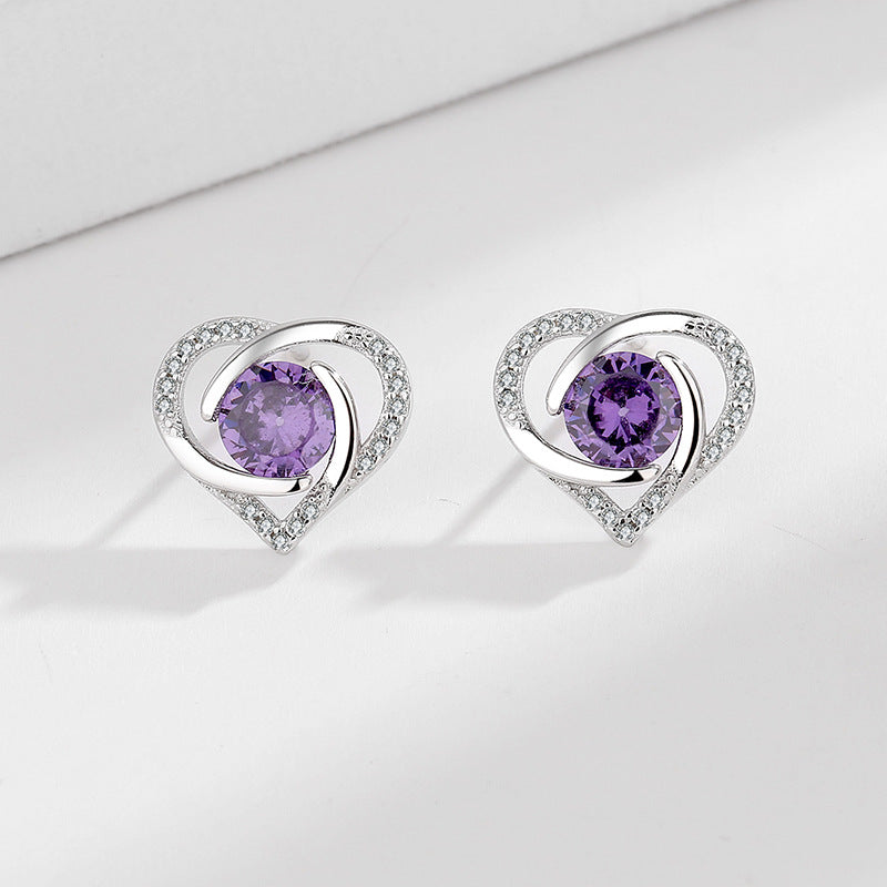 Ladies earrings in elegant heart design with shimmering zirconia All Fashion