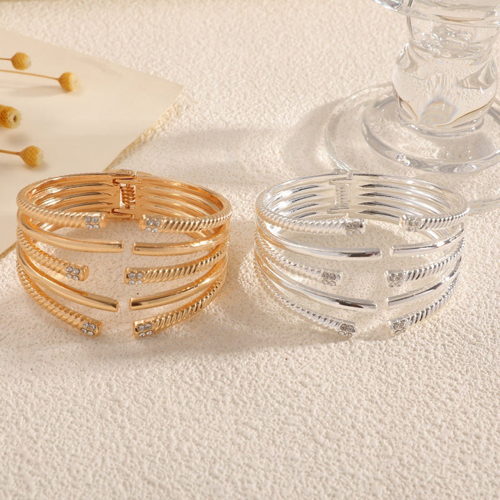 Women's Open Bangle with Modern, Layered Design All Fashion