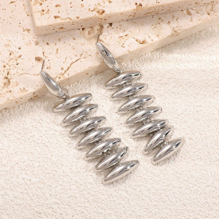 Ladies Hanging Earrings in Modern Spiral Design All Fashion